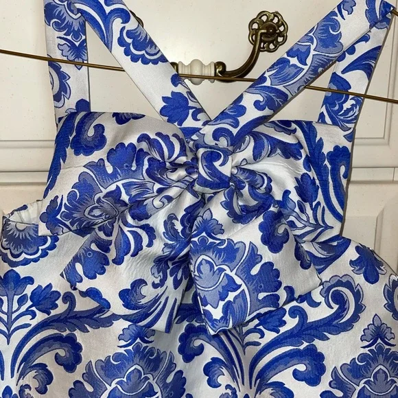 Halabaloo Royal Blue and White Bow Front Dress - Picture 2 of 6